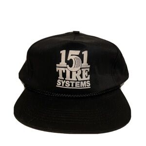 NEW Vintage 80’s Puff Print 151 Tire Systems Black SnapBack Hat